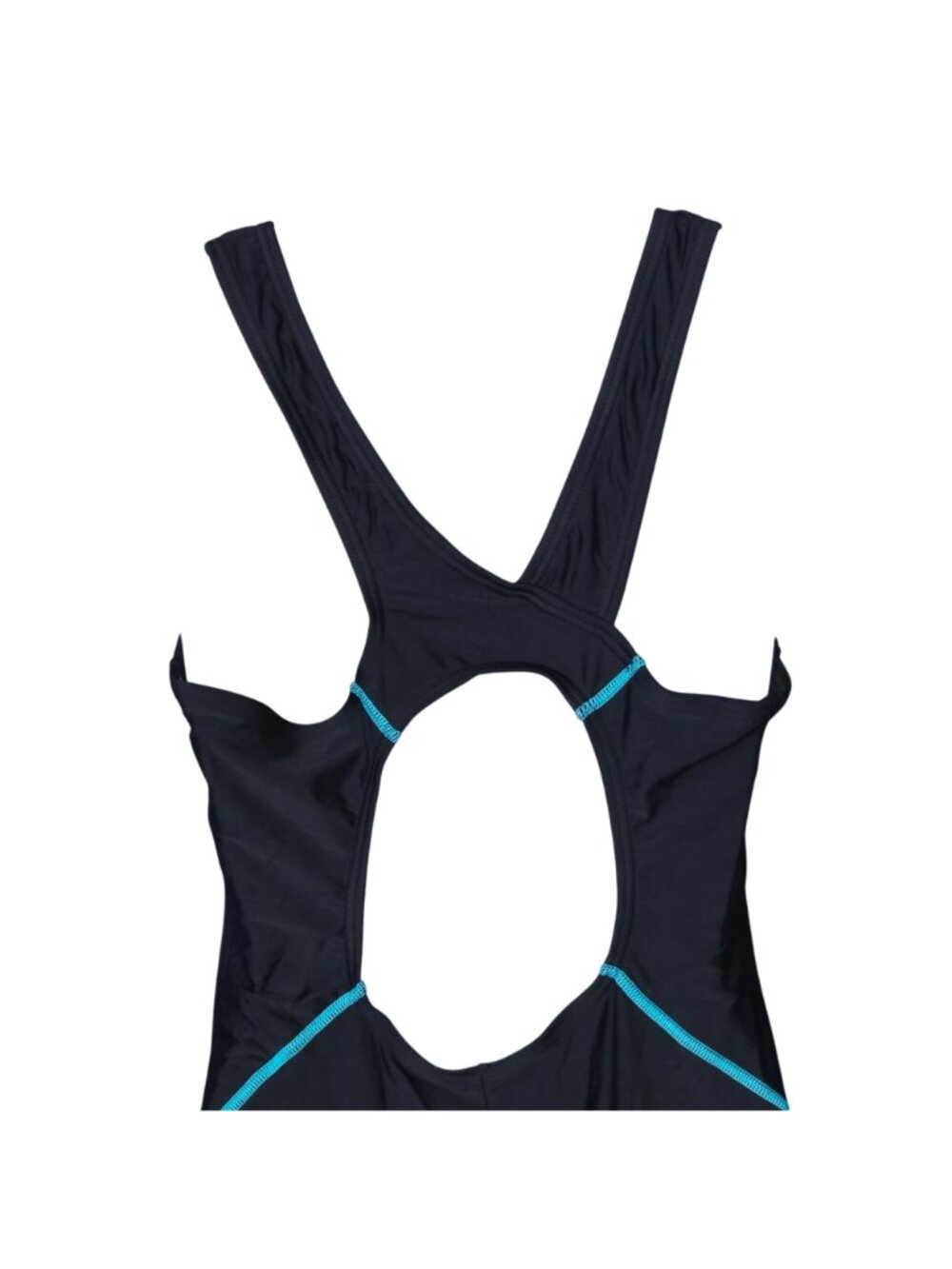 Blue Black Swirl One-Piece Swimsuit M Racerback UPF 50+ Keyhole Lined - Picture 9 of 9